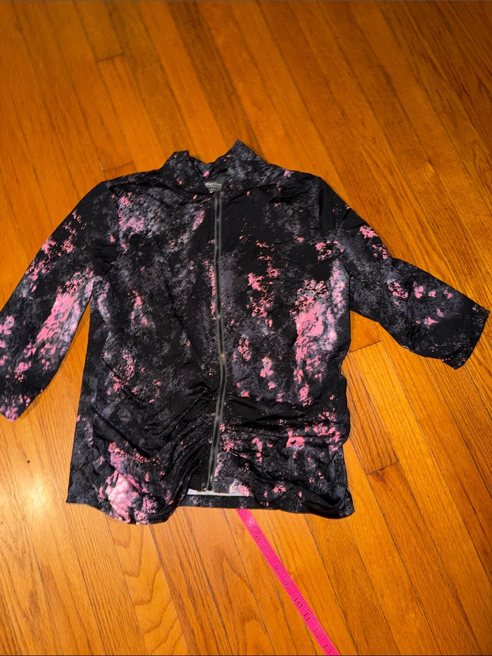 Women's Black & Pink Calvin Klein Performance Scrunch Zip-Front Jacket XL